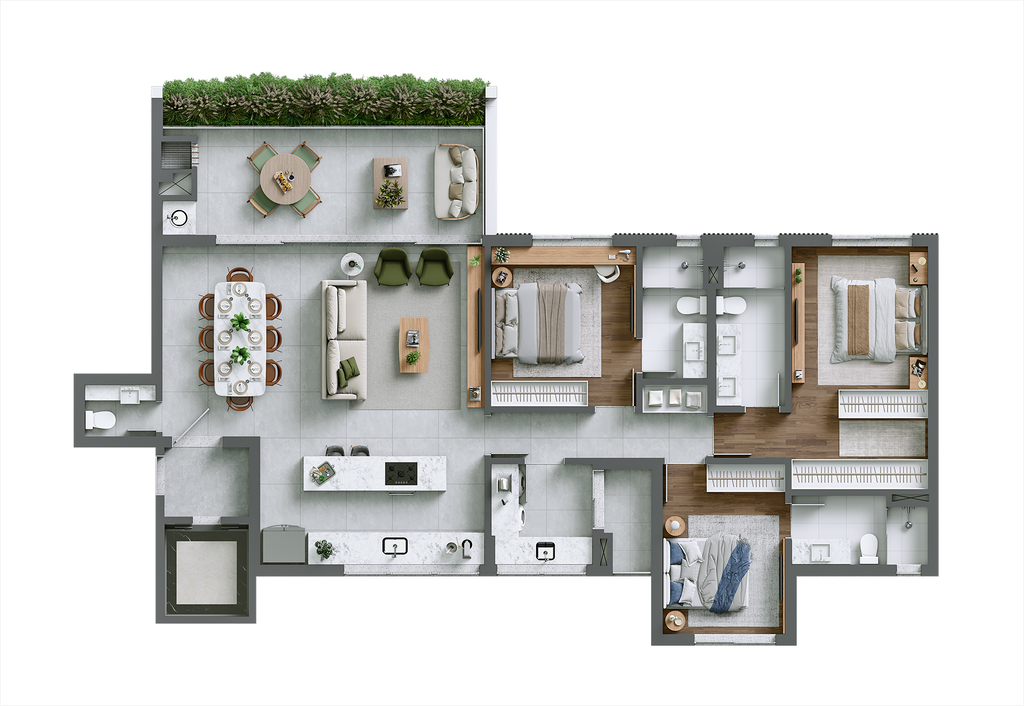 Planta 03 - 3 dorm 147,84m²