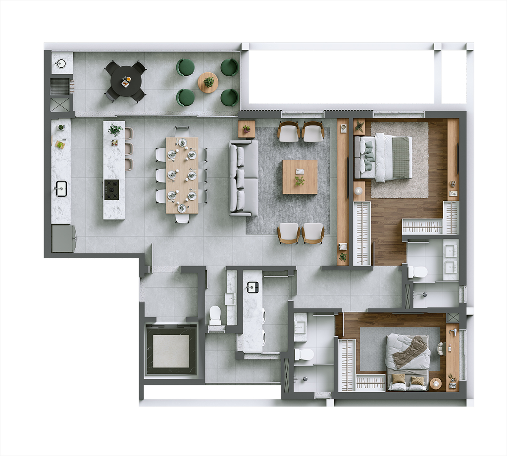 Planta 01 - 2 dorm 128,12m²