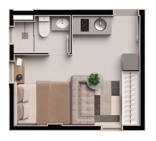 Planta 02 - 1 dorm 21m² - studio