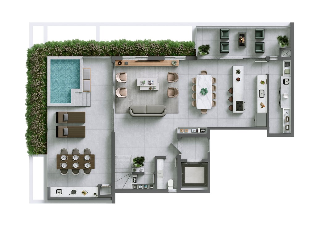 Planta 19 - 3 dorm 242,63m² - cobertura duplex - inferior