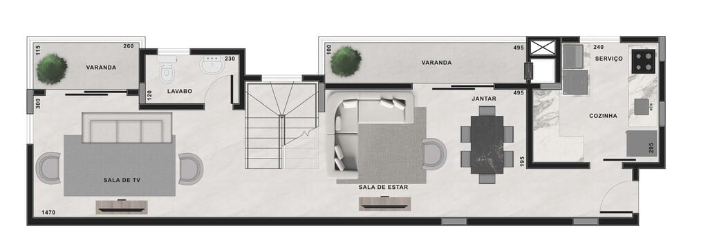 Planta 11 - 3 dorm 136,33m² - cobertura duplex - inferior