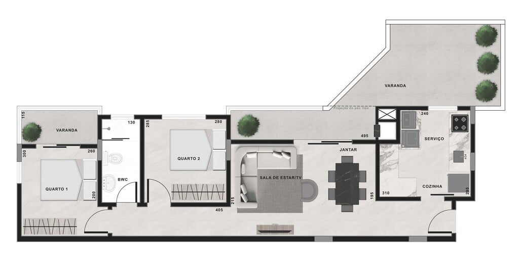 Planta 06 - 2 dorm 81,02m² - garden