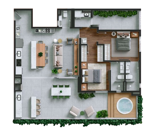 Planta 04 - 2 dorm 131m²