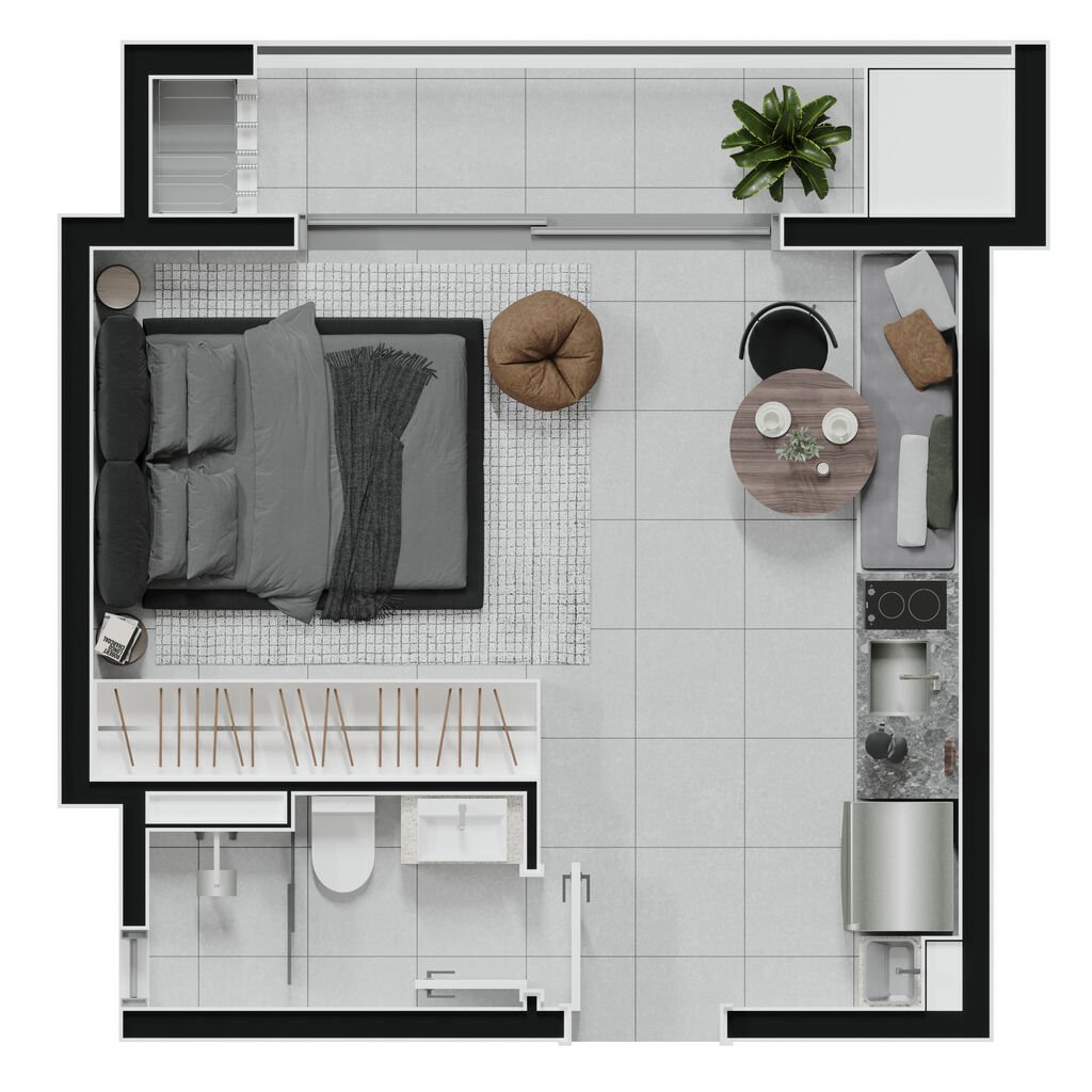 Planta 03 - 1 dorm 26 41m² - studio