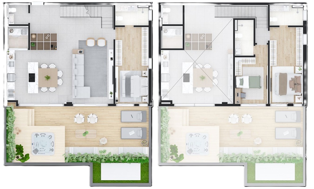 Planta 13 - 3 dorm 218m² - garden