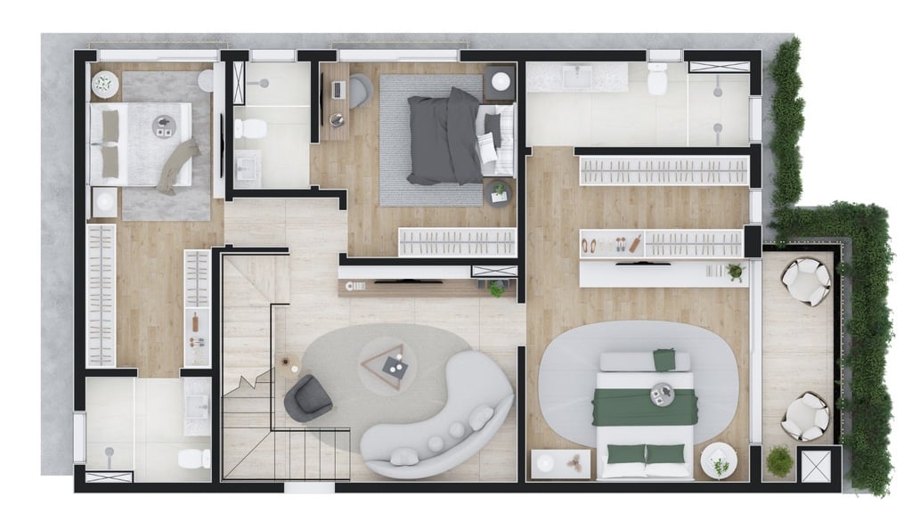 Planta 25 - 3 dorm 284m² - cobertura duplex - inferior