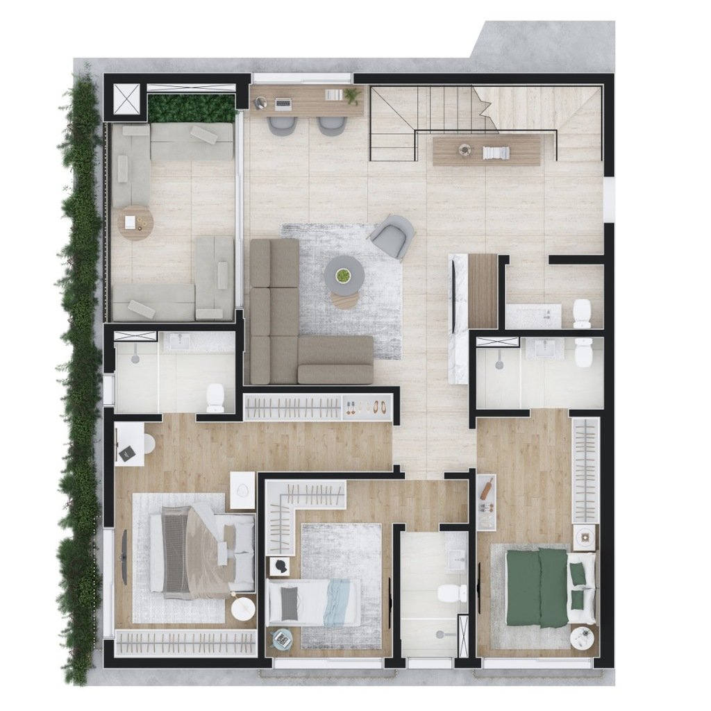 Planta 21 - 3 dorm 254m² - cobertura duplex - inferior