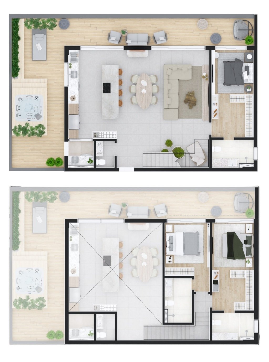 Planta 14 - 3 dorm 224m² - garden