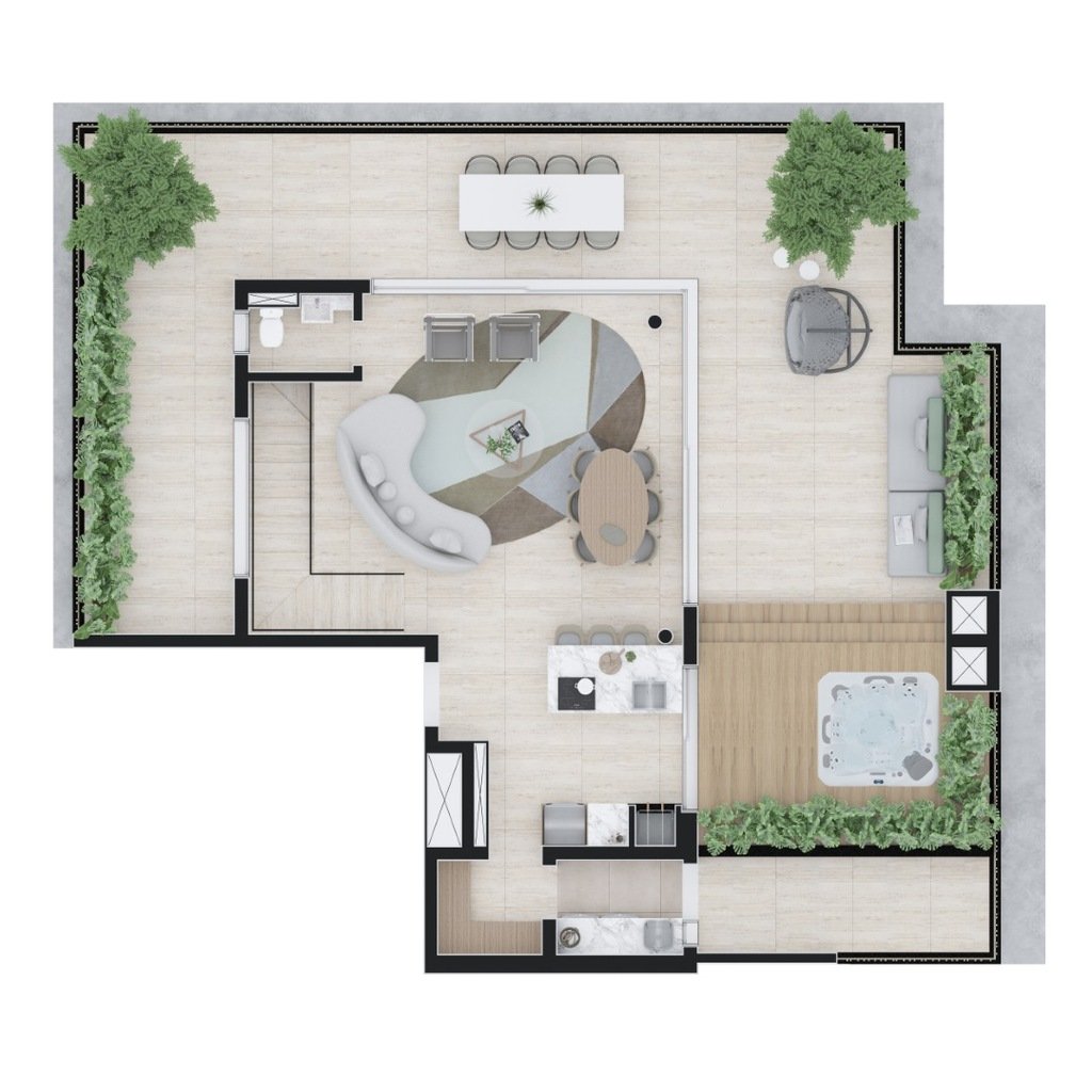 Planta 24 - 3 dorm 264m² - cobertura duplex - superior