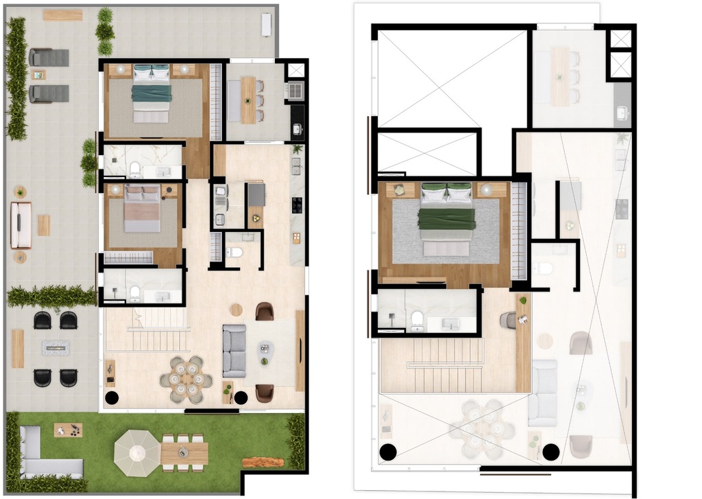 Planta 06 - 3 dorm 242,79m² - garden