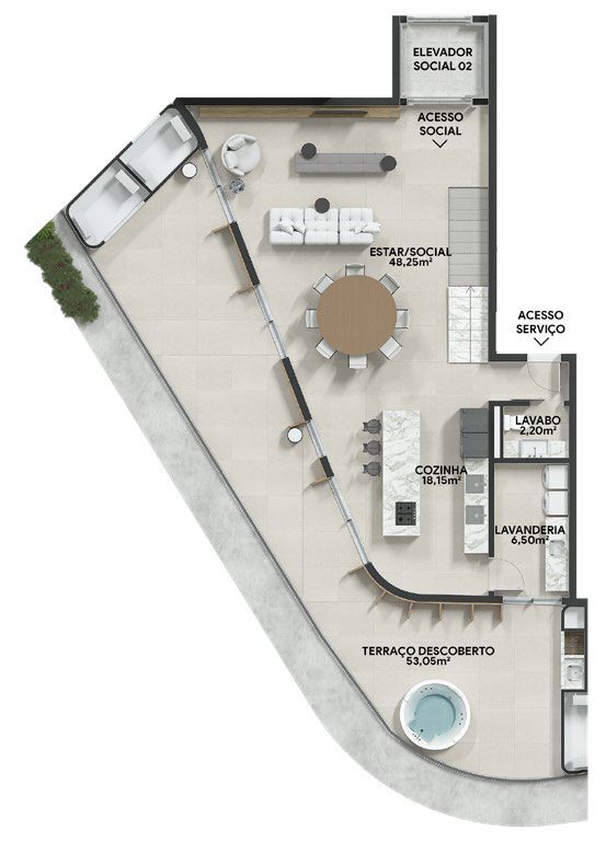 Planta 16 - 3 dorm 246m² - cobertura duplex - inferior