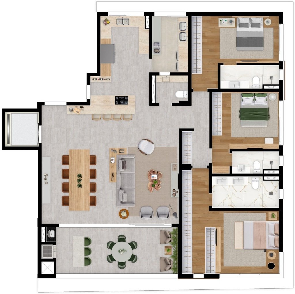 Planta 04 - 3 dorm 210m²