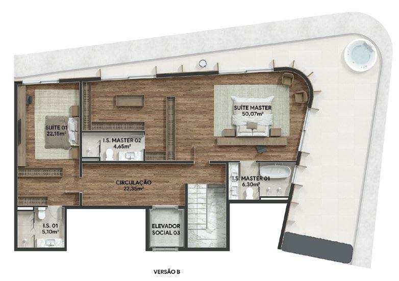 Planta 30 - 2 dorm 312m² - cobertura duplex - superior - opção