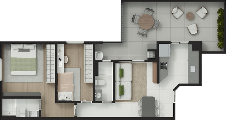 Planta 09 - 2 dorm 82,2m²