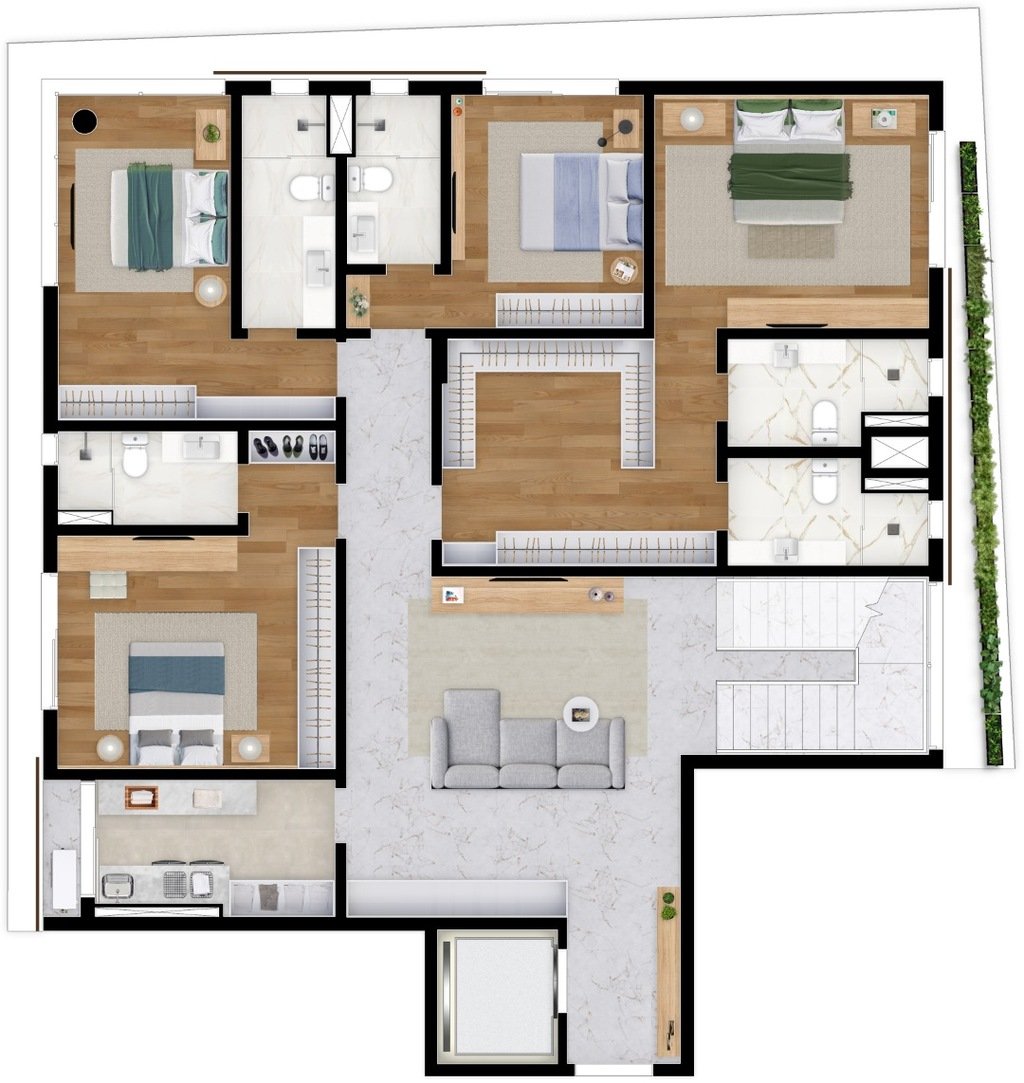 Planta 09 - 4 dorm 349m² - cobertura duplex - inferior