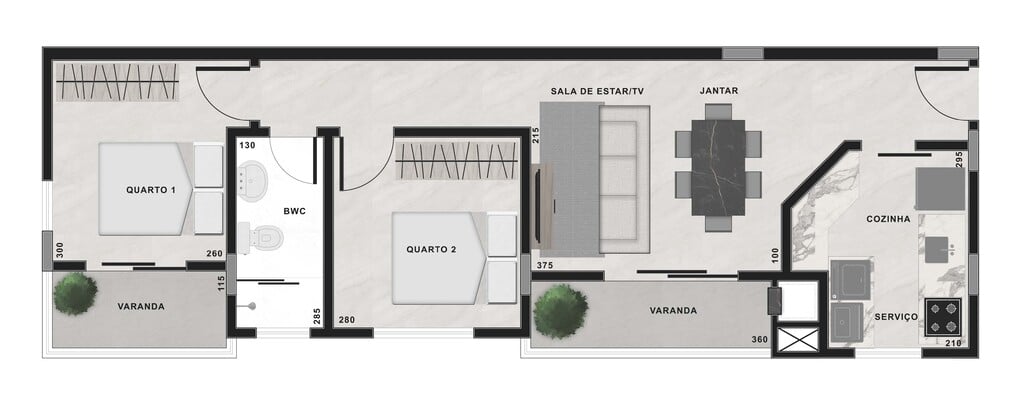 Planta 01 - 2 dorm 62,30m²