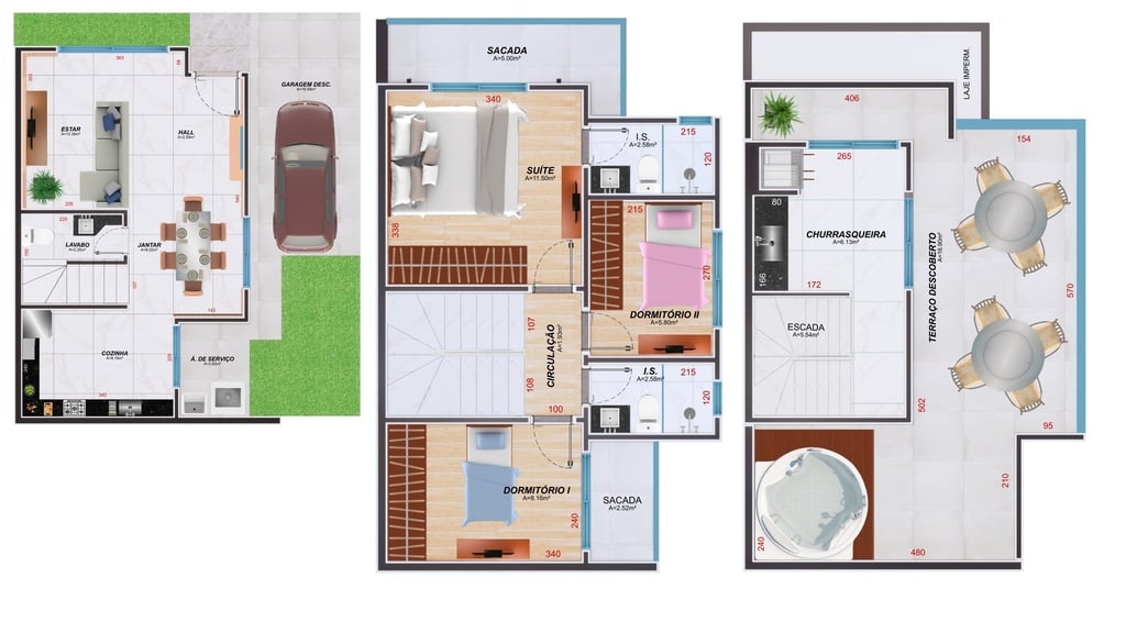 Planta 01 - 3 dorm 134,23m²