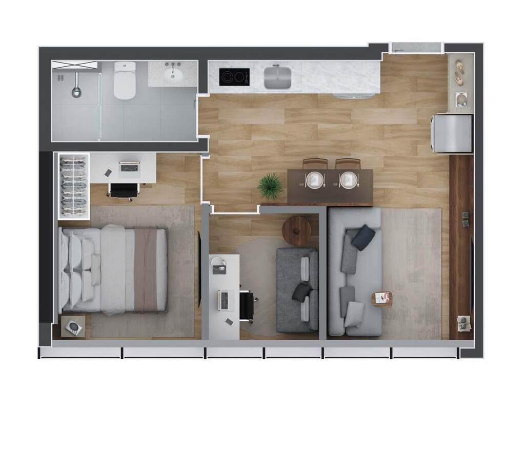 Planta 06 - 1 dorm 36m²