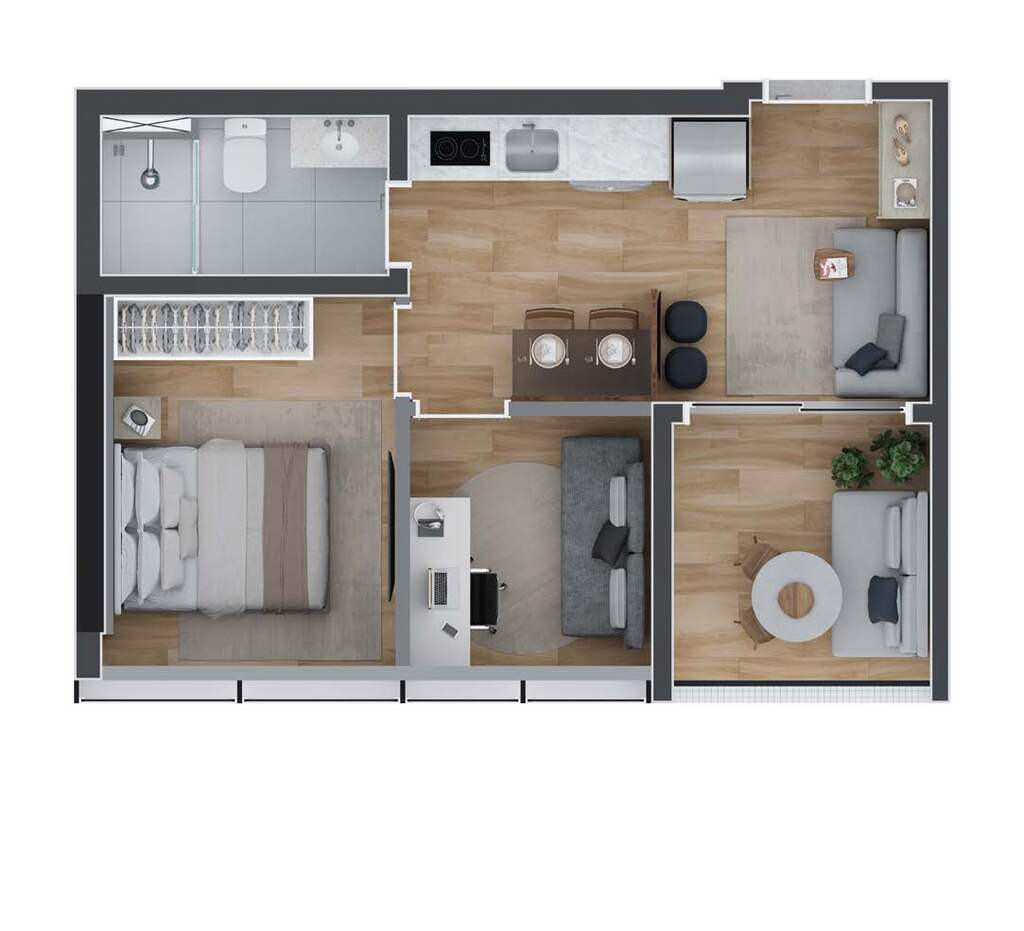 Planta 05 - 1 dorm 34m²