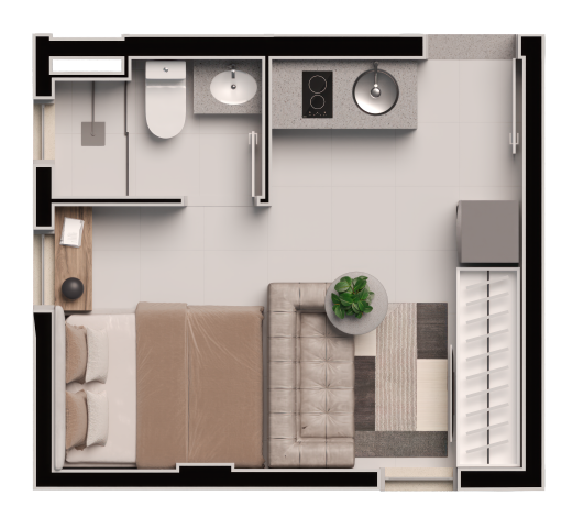 Planta 02 - 1 dorm 21m² - studio