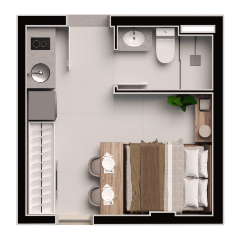 Planta 03 - 1 dorm 23m² - studio