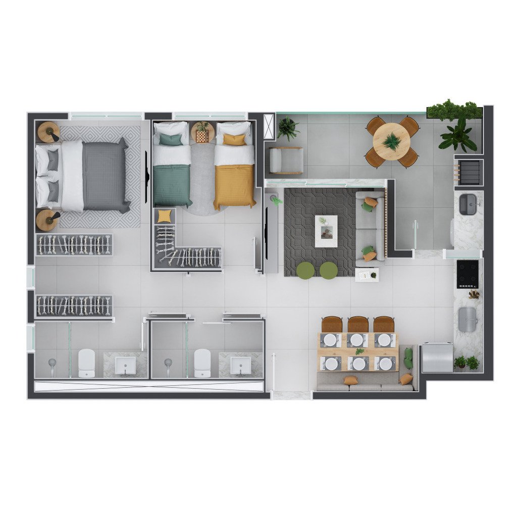 Planta 04 - 2 dorm 60m²