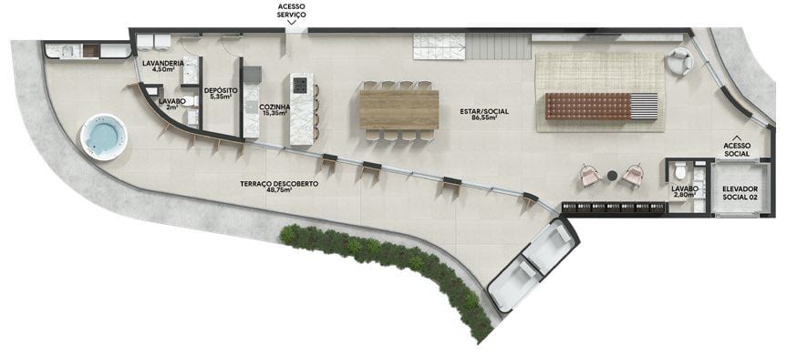 Planta 25 - 4 dorm 307m² - cobertura duplex - inferior