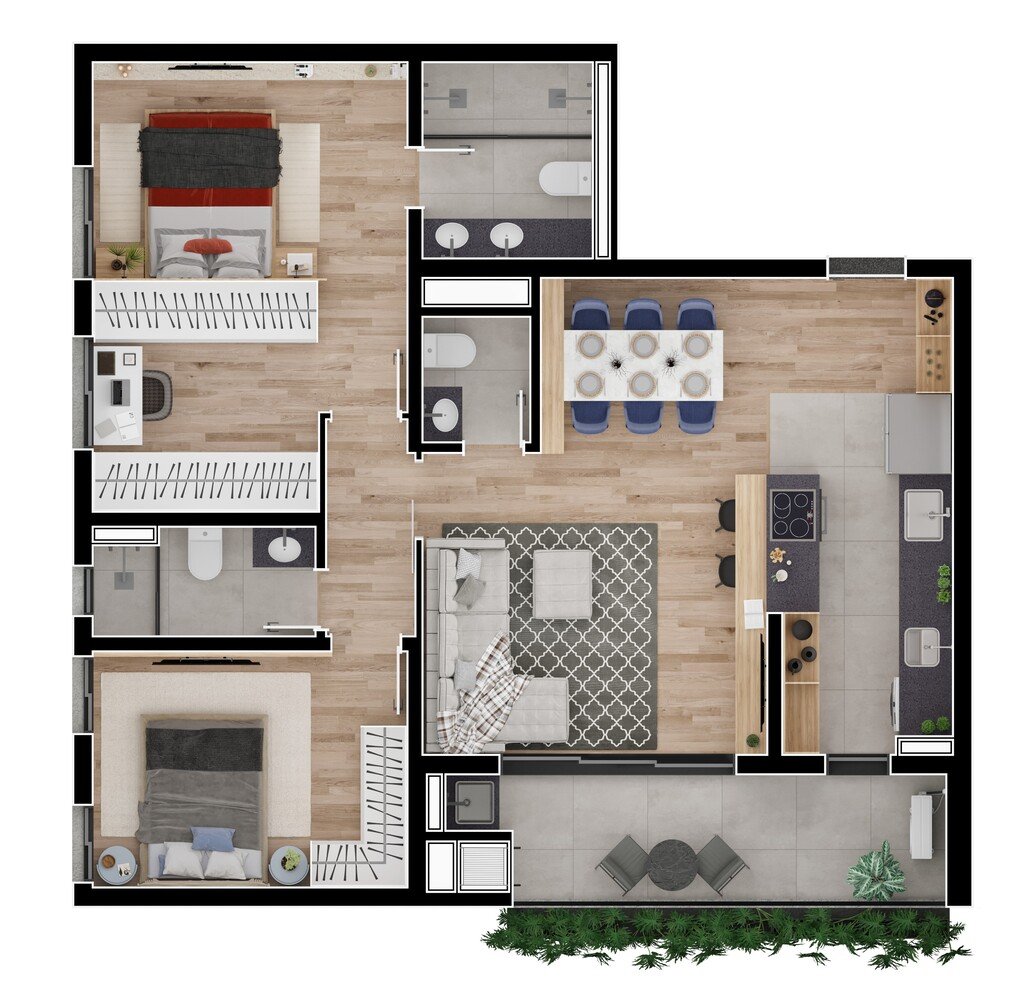 Planta 09 - 2 dorm 88,36m² - opção