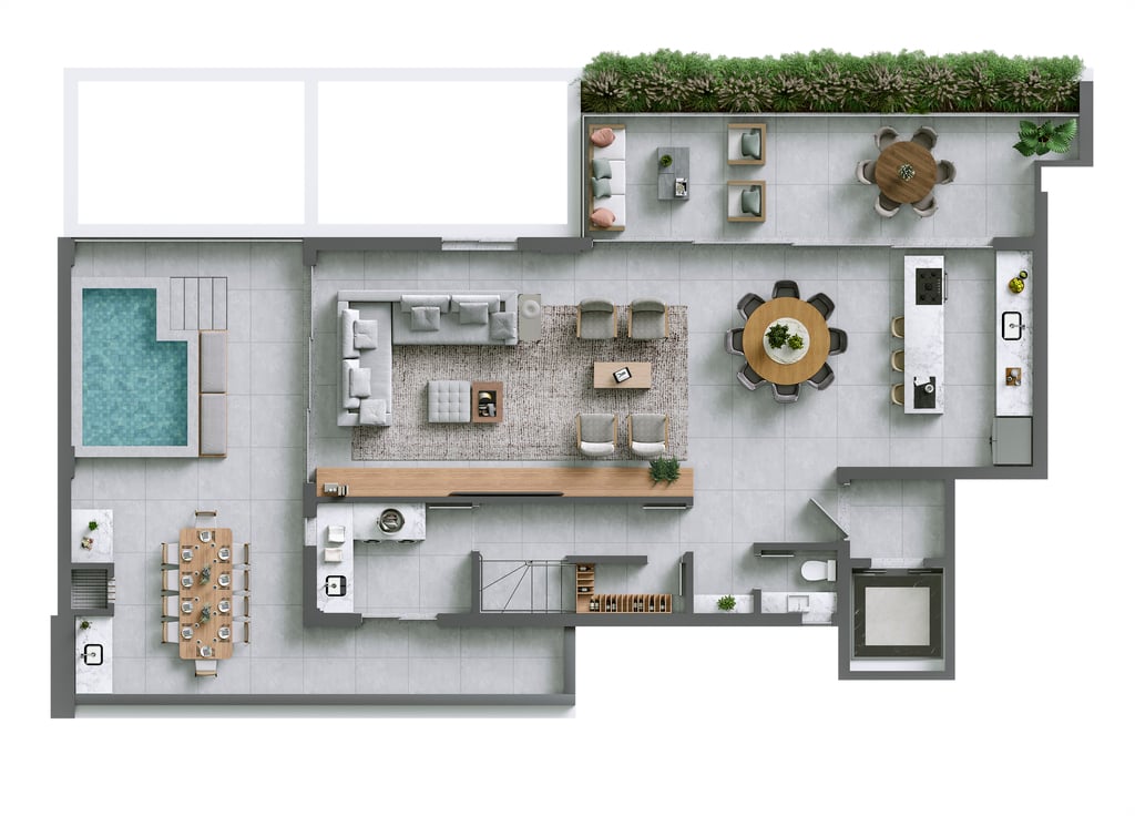 Planta 22 - 3 dorm 268,58m² - cobertura duplex - inferior