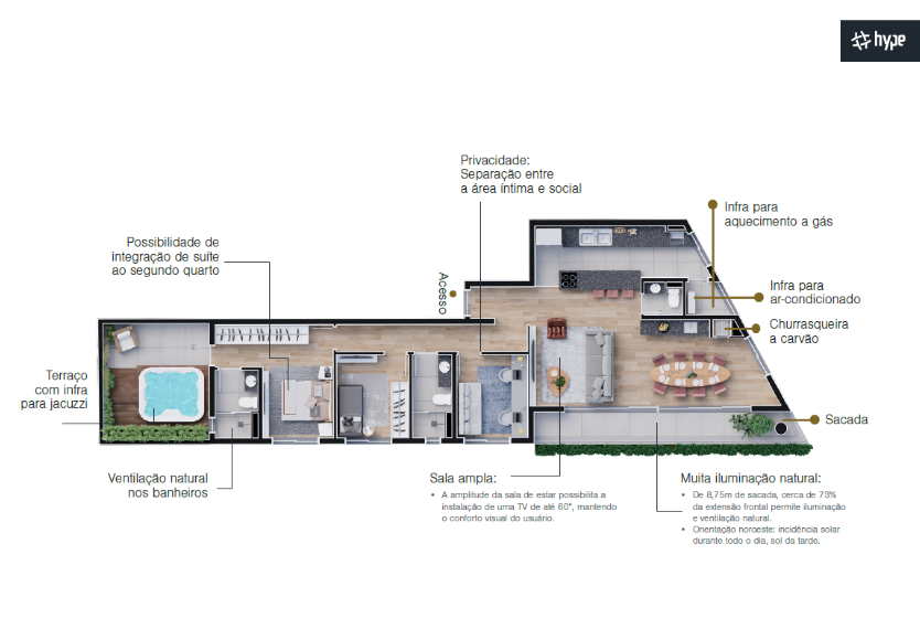 Planta 08 - 3 dorm 107,48m² - garden