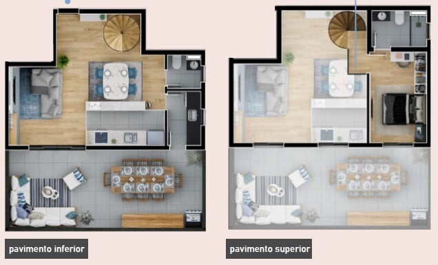 Planta 07 - 1 dorm 63 84m² - garden