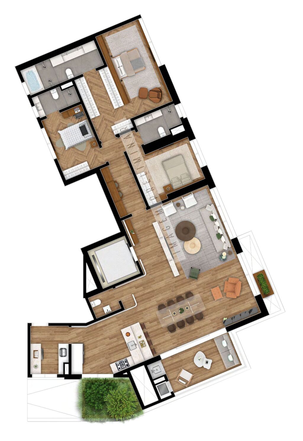 Planta 02 - 3 dorm 195m²