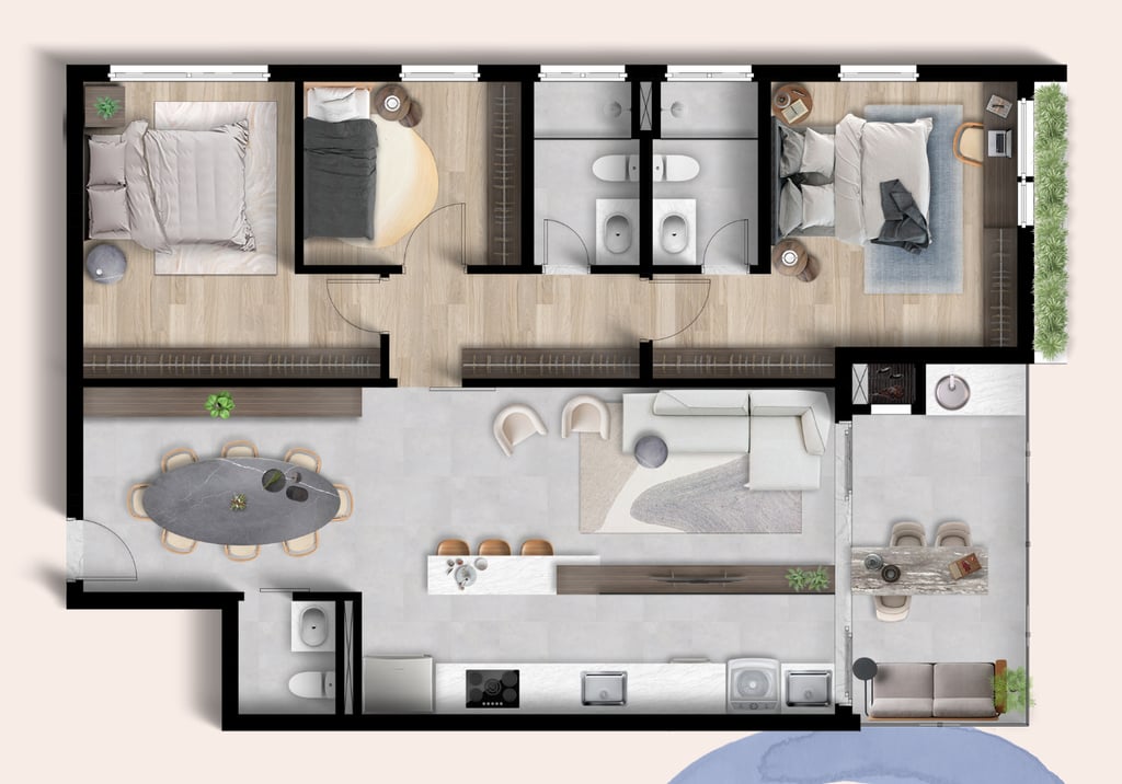 Planta 07 - 3 dorm 92m²