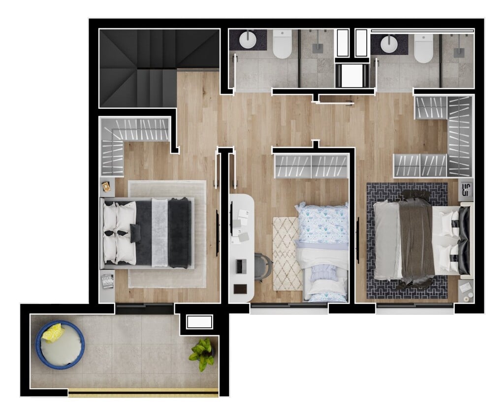 Planta 10 - 3 dorm 116 96m² - cobertura duplex - superior