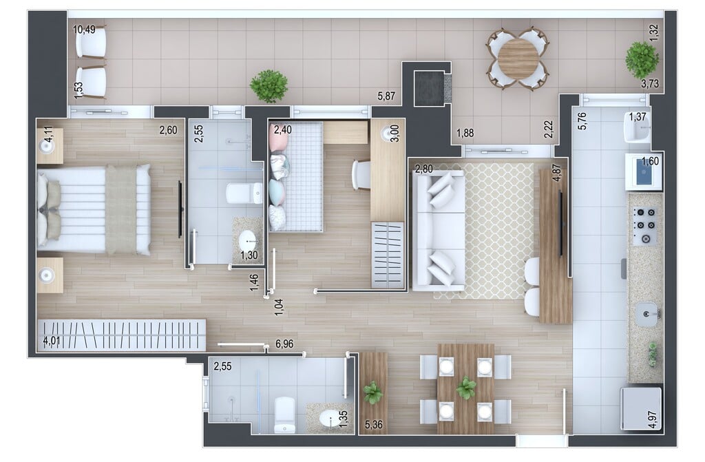 Planta 05 - 2 dorm 80,78m²