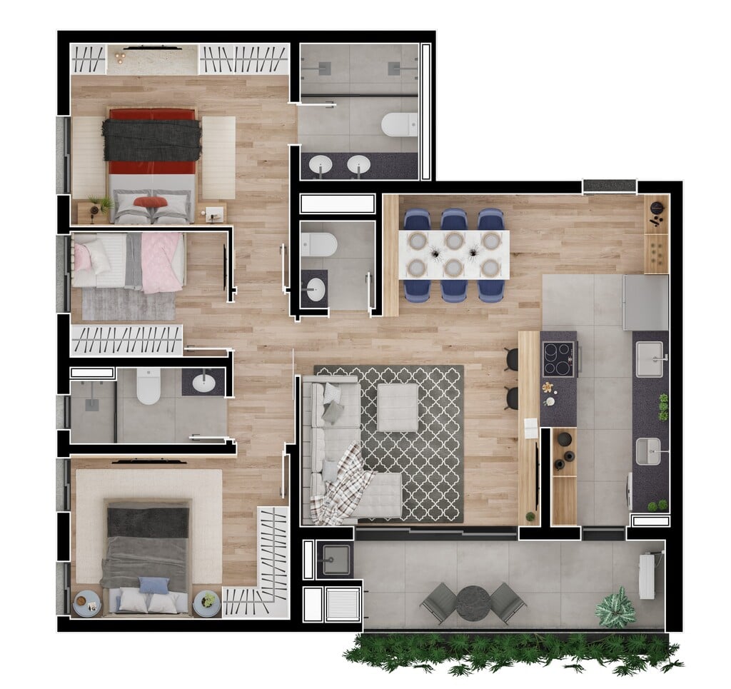 Planta 08 - 3 dorm 88,36m²