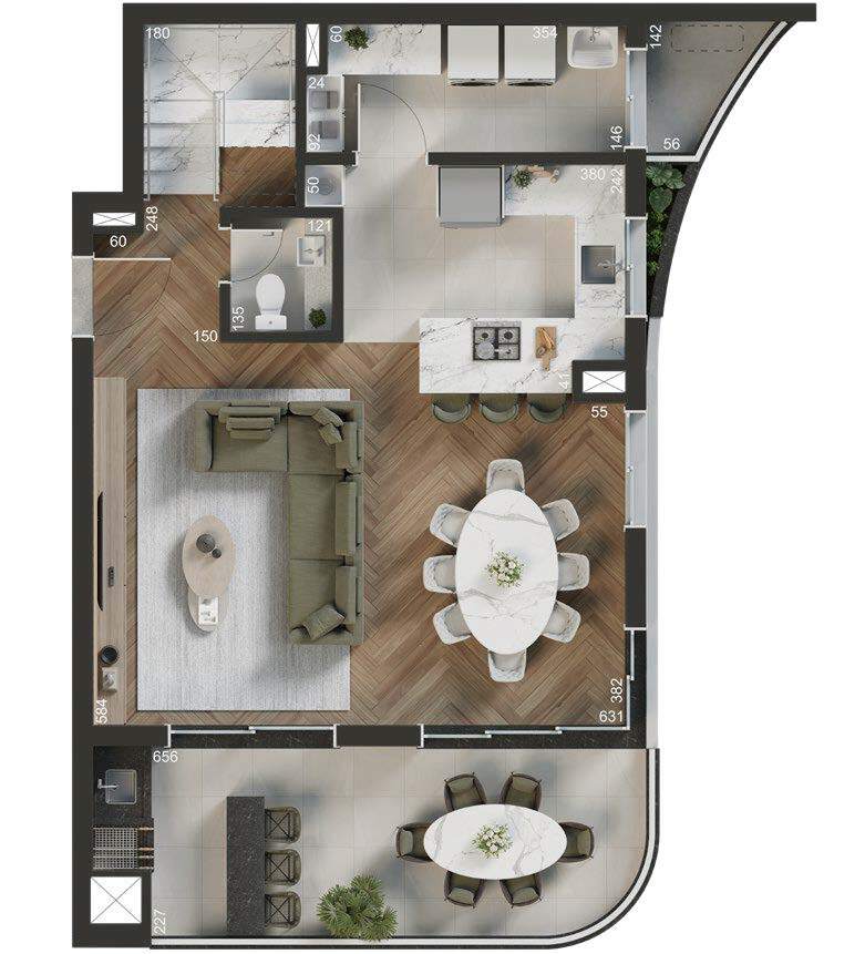 Planta 07 - 3 dorm 136m² - duplex - inferior