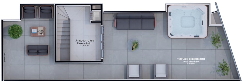 Planta 09 - 2 dorm 116,88m² - cobertura duplex - superior