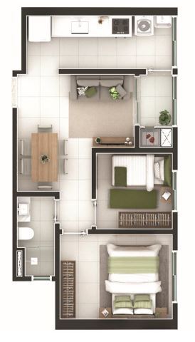 Planta 05 - 2 dorm 45 80m²