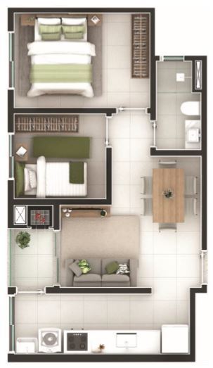 Planta 10 - 2 dorm 45 88m²