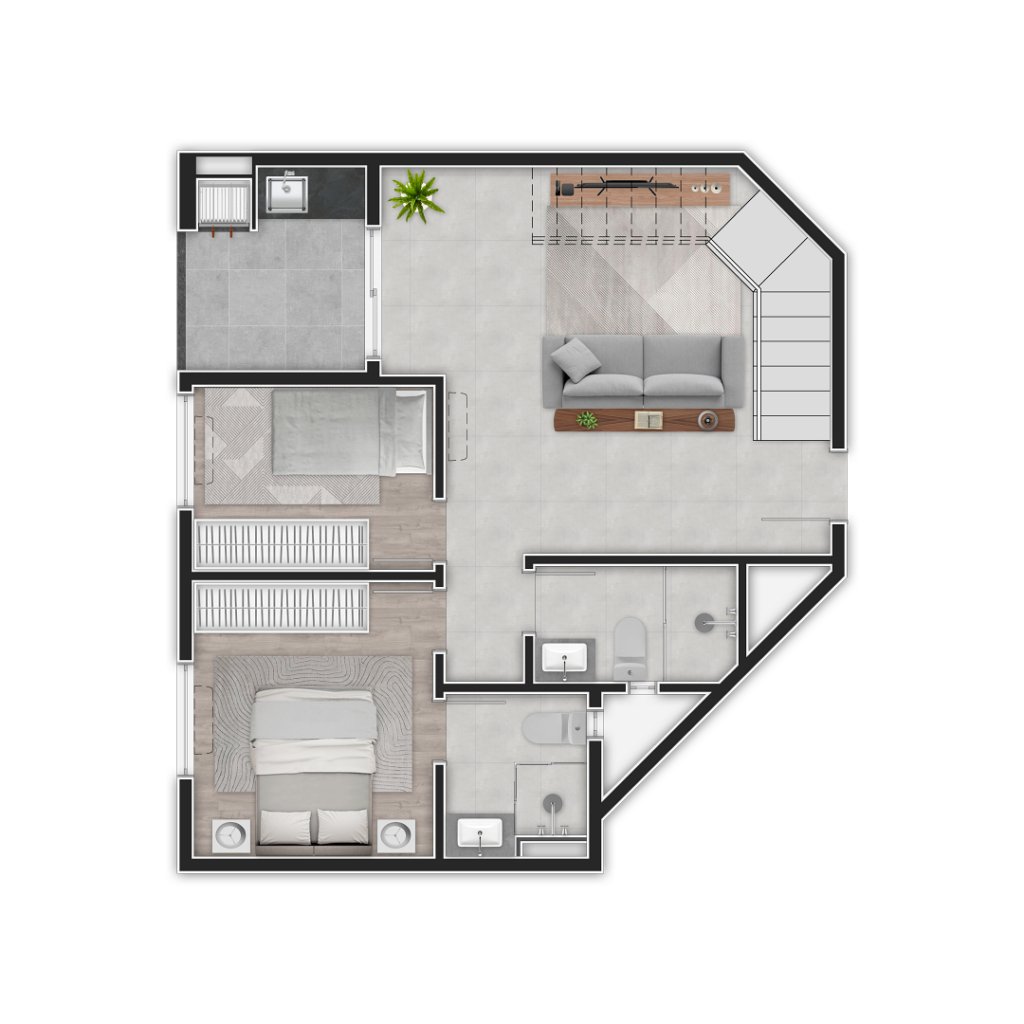 Planta 07 - 2 dorm 101m² - cobertura duplex - inferior