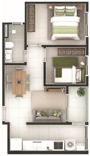 Planta 08 - 2 dorm 45 88m²