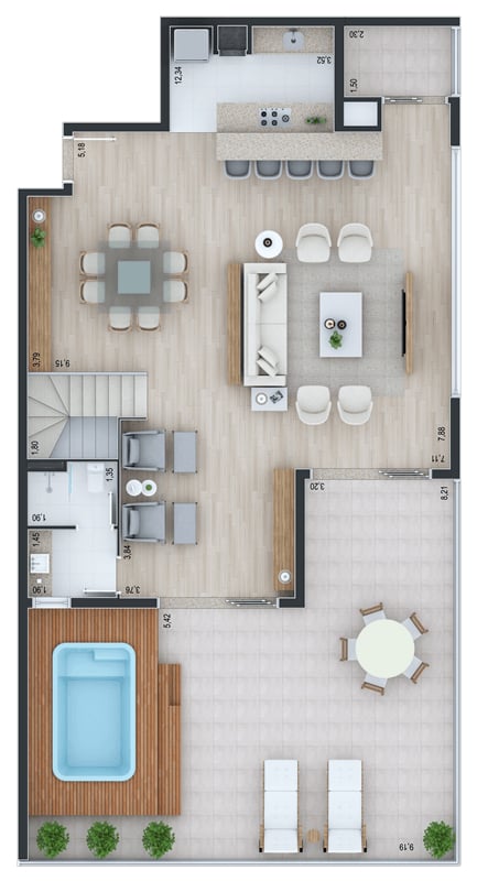 Planta 19 - 3 dorm 325 59m² - cobertura duplex - superior