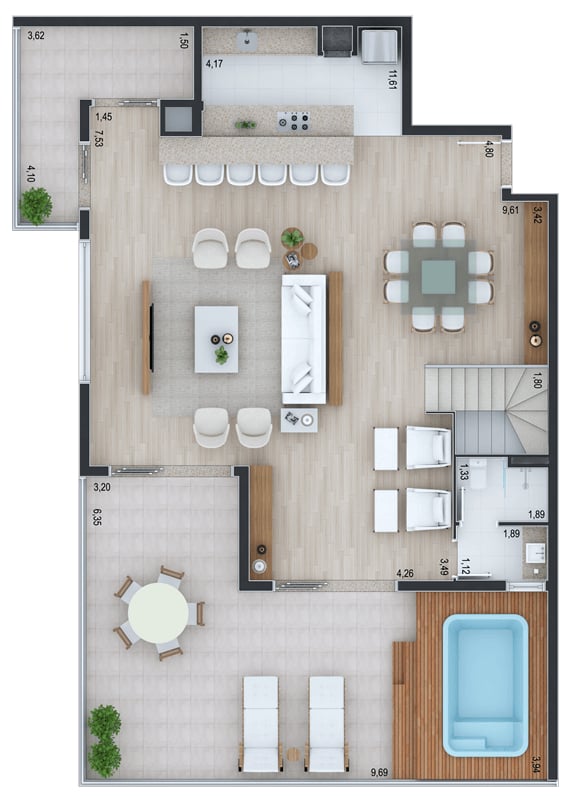 Planta 21 - 3 dorm 366 66m² - cobertura duplex - superior