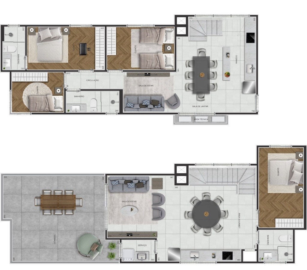 Planta 09 - 3 dorm 159,62m² - cobertura duplex