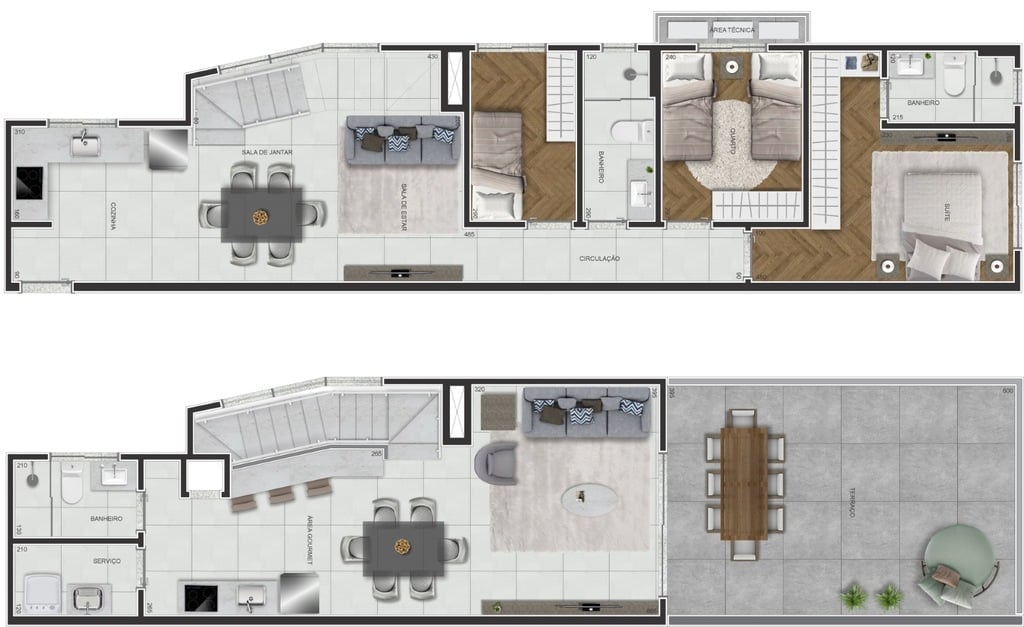 Planta 08 - 3 dorm 138,14m² - cobertura duplex