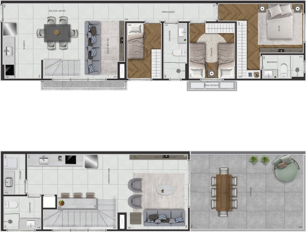 Planta 07 - 3 dorm 136,15m² - cobertura duplex