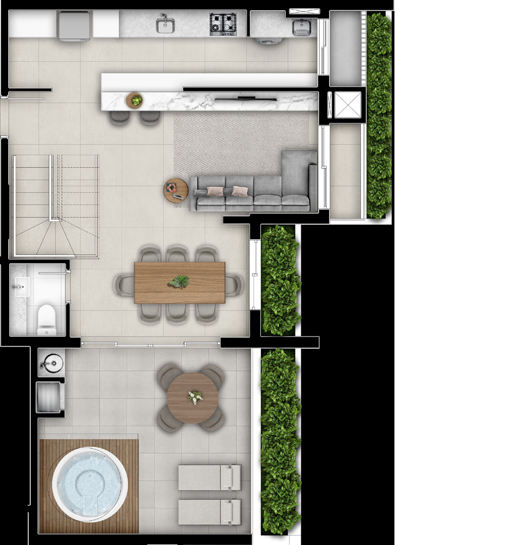 Planta 13 - 2 dorm 135,90m² - penthouse - inferior