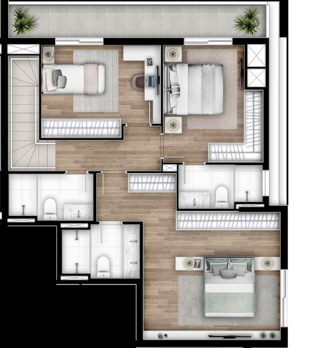 Planta 26 - 2 dorm 155,43m² - penthouse - superior