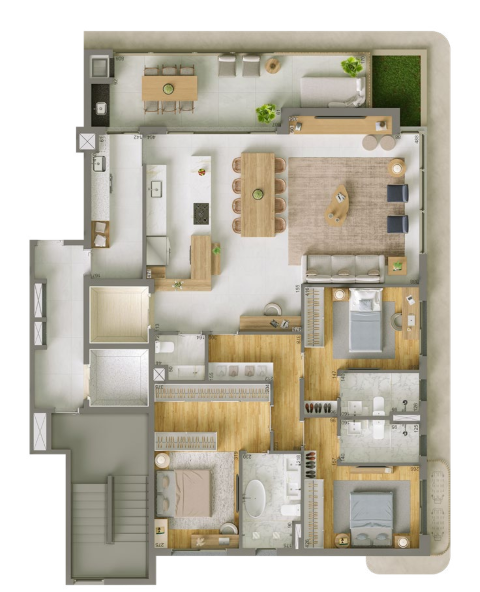 Planta 05 - 2 dorm 165m²